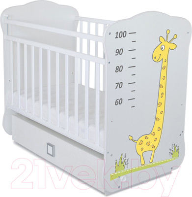 Детская кроватка СКВ 4 Жираф / 415001-2 (белый)