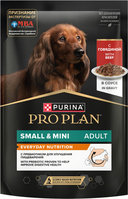 Влажный корм для собак Pro Plan Adult с говядиной в соусе (85г)