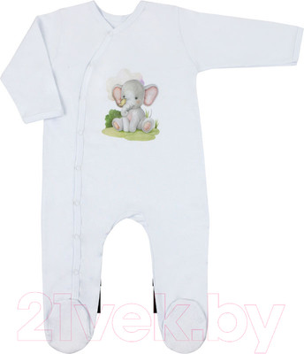 Комбинезон для малышей Топотушки Малыши с кнопками по диагонали / 1258-74 (белый)