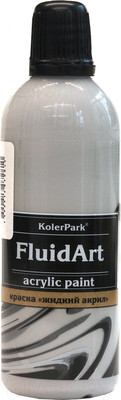Акриловая краска KolerPark Fluid Art Жидкий акрил (80мл, серебро)