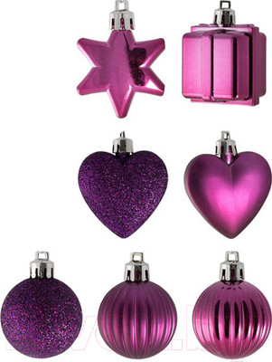 Набор елочных игрушек Волшебная страна Ассорти / 007442 (24шт, сиреневый)