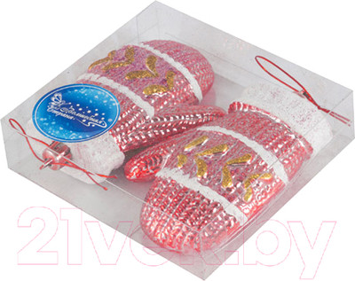 Набор елочных игрушек Волшебная страна Варежки / 007445 (2шт, красный)