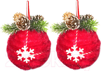 Набор шаров новогодних Merry Bear E10-18A1505A-3 (2шт, D12см, красный мех)