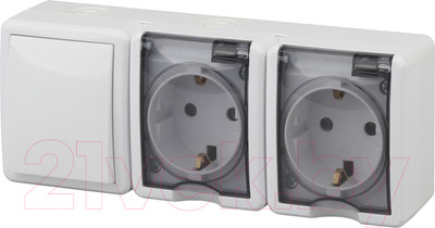 Блок выключатель+розетка ЭРА Эксперт 11-7403-01 / Б0027673 (белый)