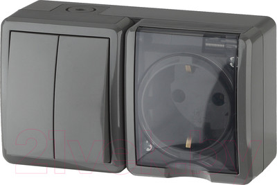 Блок выключатель+розетка ЭРА Эксперт 11-7402-03 / Б0020736 (серый)