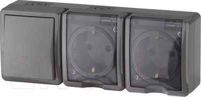 Блок выключатель+розетка ЭРА Эксперт 11-7403-03 / Б0027674 (серый)