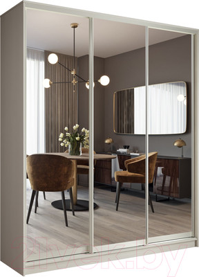 Шкаф-купе Евва 176 BZ.05 / АЭП ШК.3 03 (бодега/зеркало/жемчуг зерно)