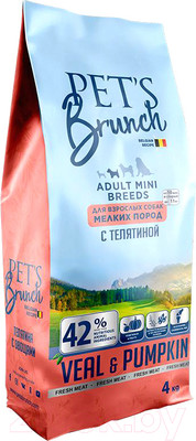 Сухой корм для собак Pet's Brunch Adult Mini Breeds с телятиной (4кг)