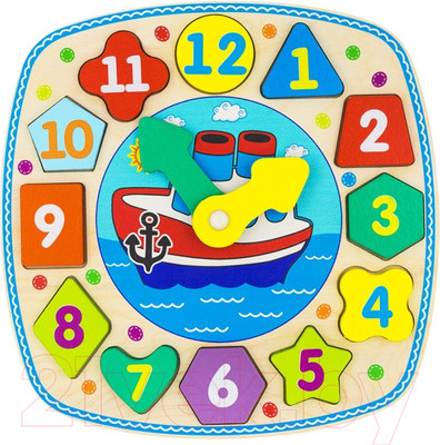 Сортер Alatoys Рамка-вкладыш. Часики кораблик / ЧС06