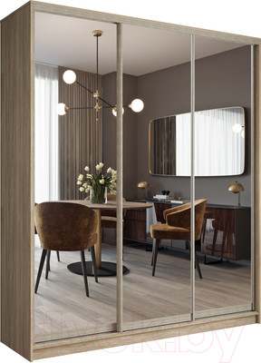 Шкаф-купе Евва 233 SH.05 / АЭП ШК.3 01 (дуб сонома/зеркало/дуб шато)
