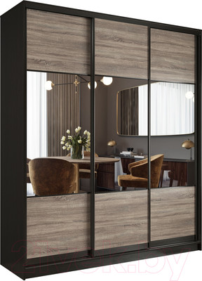 Шкаф-купе Евва 176 VTG.01 / АЭП ШК.3 03 (венге/дуб трюфель/венге глянец)