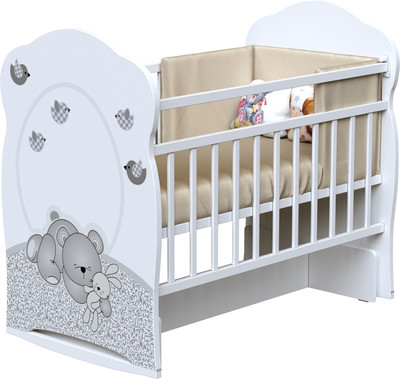 Детская кроватка VDK Sleppy колесо-качалка (белый)