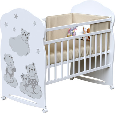 Детская кроватка VDK Timmy колесо-качалка (белый)