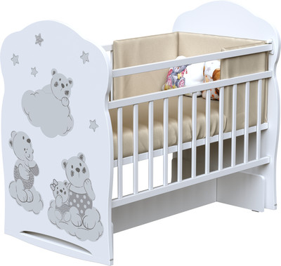 Детская кроватка VDK Timmy колесо-качалка с маятником (белый)