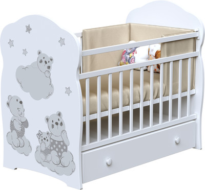 Детская кроватка VDK Timmy маятник и ящик (белый)