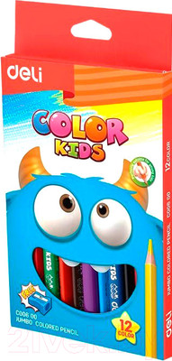 Набор цветных карандашей Deli Jumbo Kids / C00600 (12цв)