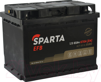 Автомобильный аккумулятор SPARTA EFB 6СТ-65 Евро 670A (65 А/ч)