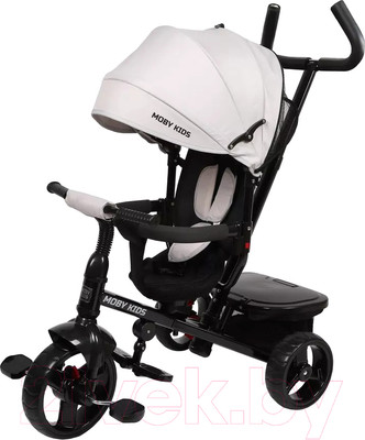 Трехколесный велосипед с ручкой Moby Kids Rider 360 10x8 EVA / 646232 (серый)