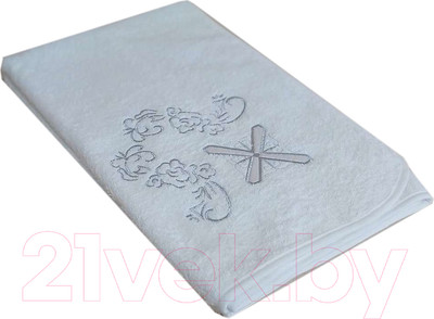Крестильное полотенце Goodness Ангел 100x100 (белый/серебристый)