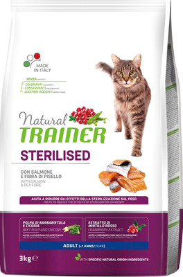 Сухой корм для кошек Trainer Natural Sterilised Adult с лососем (3кг)