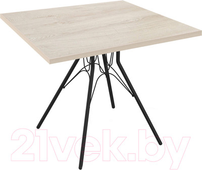 Обеденный стол Sheffilton SHT-TU34-P/80/80 (черный муар/дуб беленый)