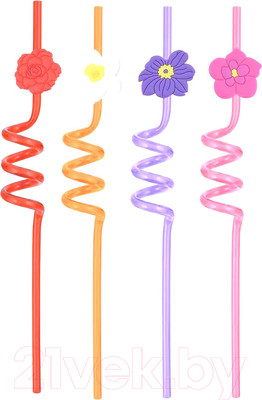 Набор соломинок для коктейля Мультидом Гавайская вечеринка / YD13-159 (4шт)