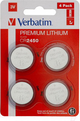 Комплект батареек Verbatim CR2450 / 49535 (4шт)