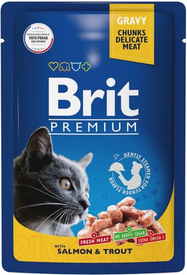 Влажный корм для кошек Brit Premium Salmon & Trout / 5048854 (85г)