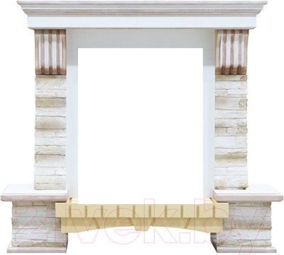 Портал для камина Смолком Stone Montebello STD-ASP (белый ваниль/патина коричневая)
