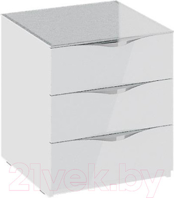 Прикроватная тумба ТриЯ Глосс ТД-319.03.02 (белый глянец/стекло)