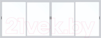 Балконная рама Provedal Раздвижная деленная на 4 части 4 створки сдвижные 1 стекло (1000x2000)