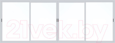 Балконная рама Provedal Раздвижная деленная на 4 части 4 створки сдвижные 1 стекло (1300x2000)