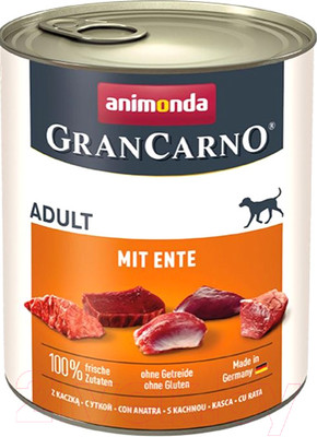 Влажный корм для собак Animonda GranCarno С уткой / 82804 (800г)
