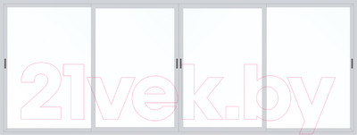 Балконная рама Provedal Раздвижная деленная на 4 части 4 створки сдвижные 1 стекло (1400x2100)