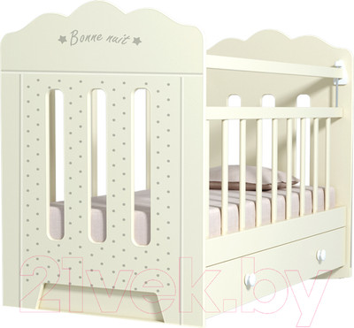 Детская кроватка VDK Bonne маятник и ящик (слоновая кость)