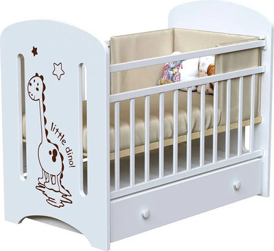 Детская кроватка VDK Dino с маятником и ящиком (белый)