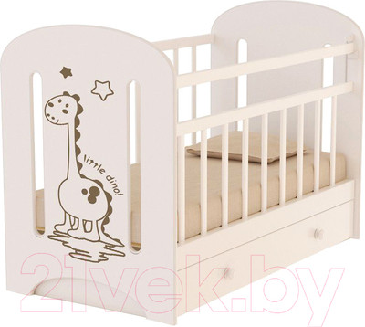 Детская кроватка VDK Dino маятник и ящик (слоновая кость)