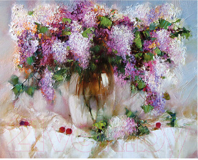 Картина по номерам Остров Сокровищ Натюрморт с сиренью и черешней / 662912