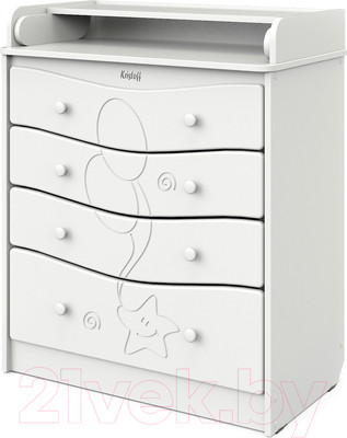 Комод пеленальный Атон Сириус Kristoff с рисунком 804 МДФ (белый)