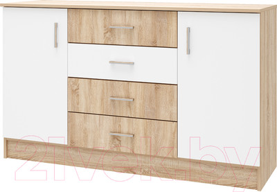 Тумба Памир Беатрис 1400 (дуб сонома/белый глянец)