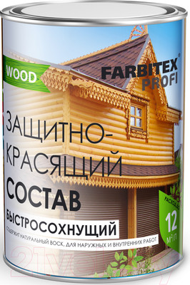 Защитно-декоративный состав Farbitex Profi Wood Быстросохнущий (750мл, красное дерево)