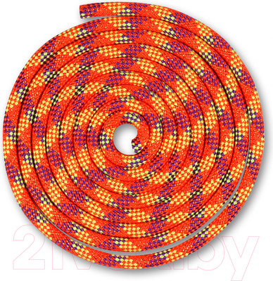 Скакалка для художественной гимнастики Indigo Sport Люрекс SM-122 (2.5м, коралловый/фиолетовый/лимонный/золотистый)