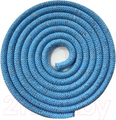 Скакалка для художественной гимнастики Indigo Sport SM-124 (3м, голубой/люрекс)