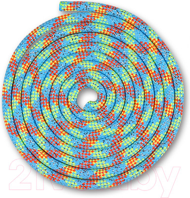 Скакалка для художественной гимнастики Indigo Sport Люрекс SM-124 (3м, голубой/коралловый/лимонный/серебристый)