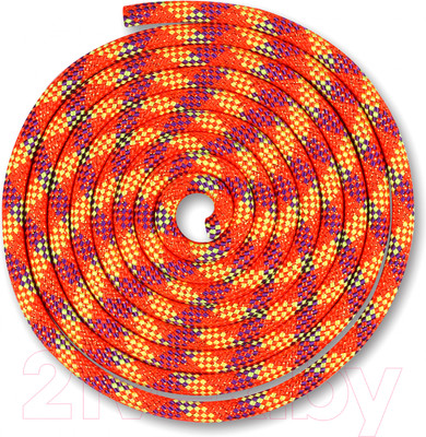 Скакалка для художественной гимнастики Indigo Sport Люрекс SM-124 (3м, коралловый/фиолетовый/лимонный/золотистый)