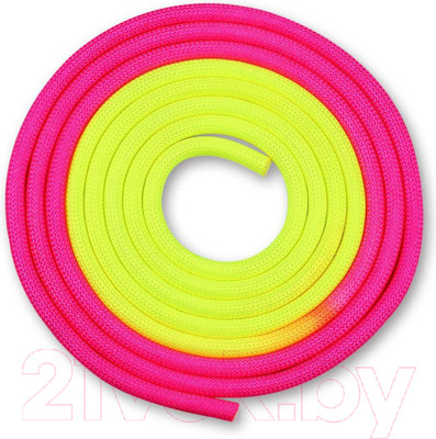 Скакалка для художественной гимнастики Indigo Sport IN041 (3м, желтый/розовый)
