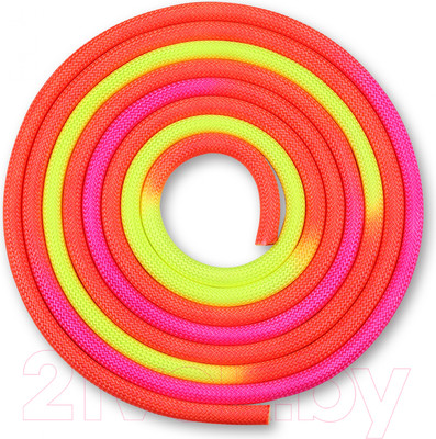 Скакалка для художественной гимнастики Indigo Sport IN126 (3м, красный/желтый/розовый)