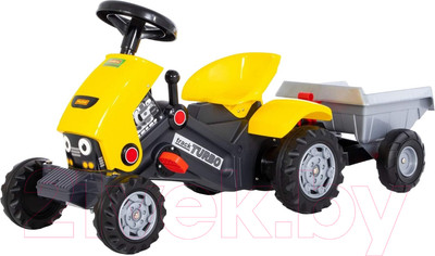 Каталка детская Полесье Turbo-2 Трактор с педалями и полуприцепом / 89342 (желтый)