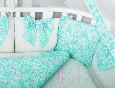 Комплект постельный для малышей Amarobaby Premium Элит (18 предметов, мятный)