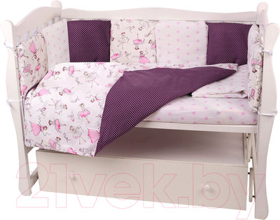 Комплект постельный для малышей Amarobaby Амели (15 предметов, вишня/белый)